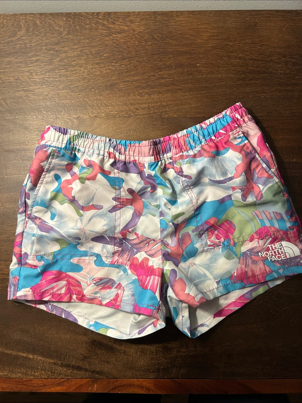 The North Face Women's Pink Blue Multi-Color Athletic Shorts
